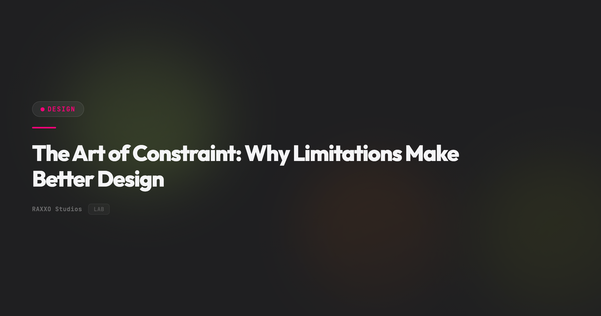 The Art of Constraint: Why Limitations Make Better Design