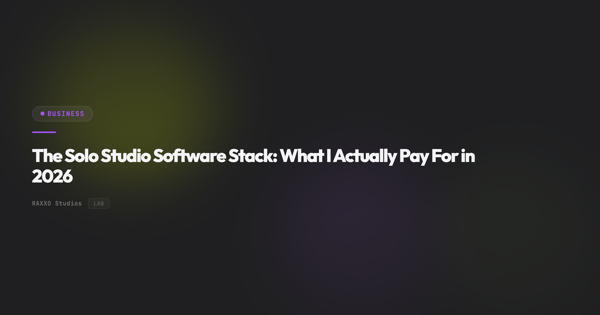 The Solo Studio Software Stack: What I Actually Pay For in 2026