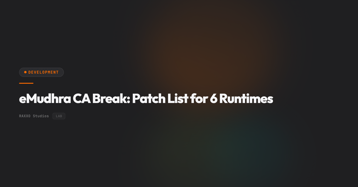 eMudhra CA Break: Patch List for 6 Runtimes