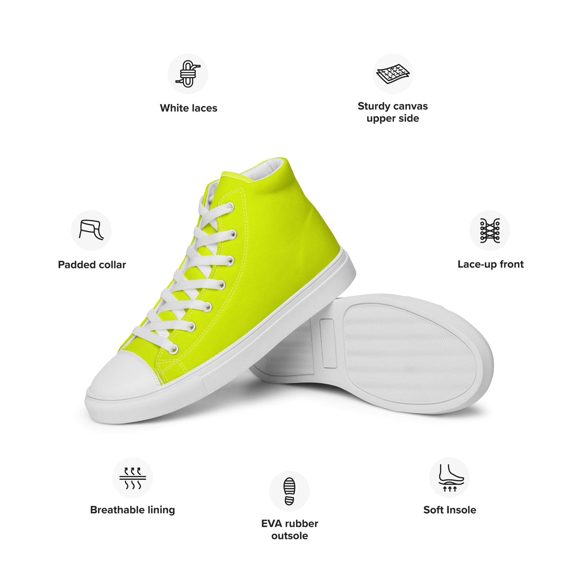 Women's High Top Canvas Shoes | Neon Lime