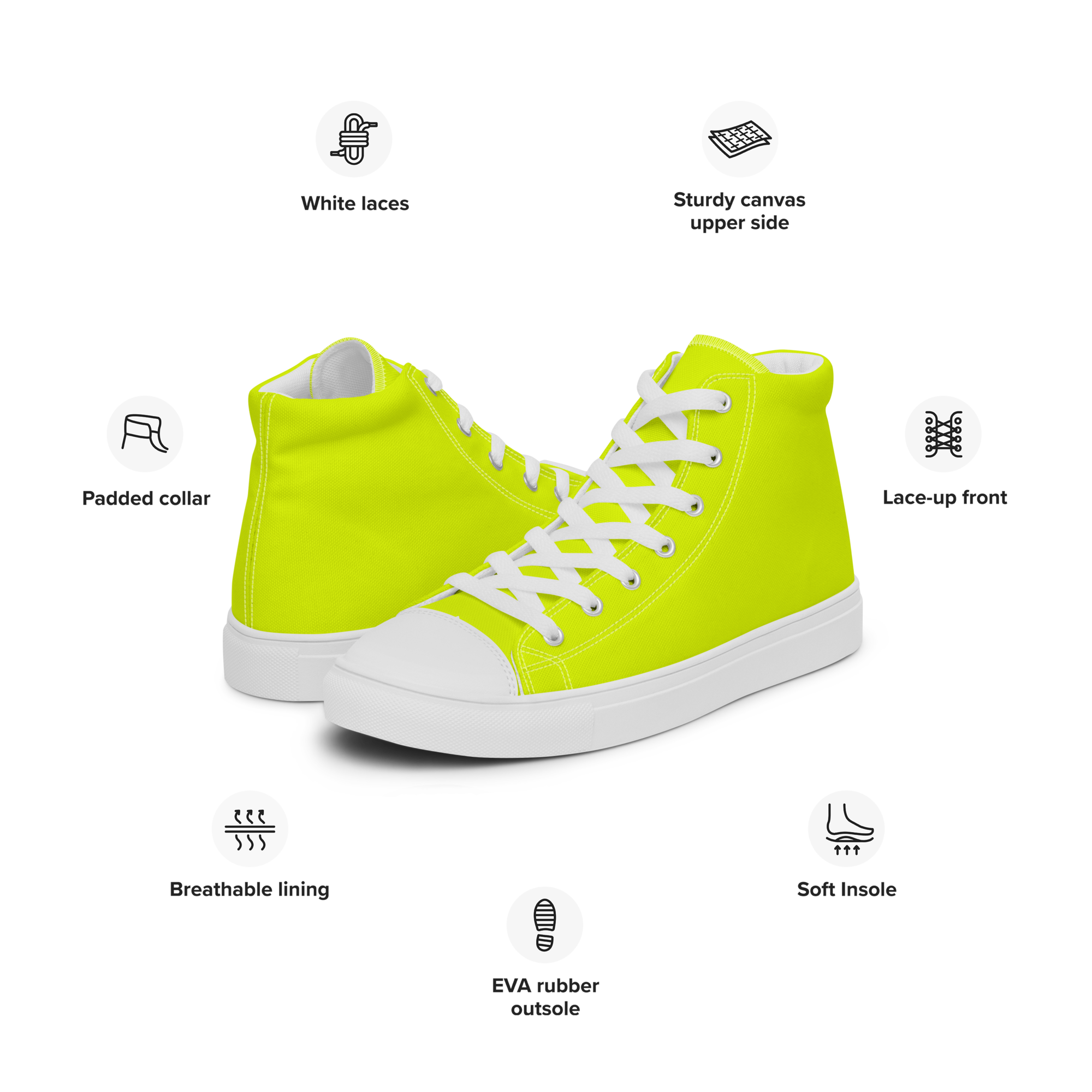 Women's High Top Canvas Shoes | Neon Lime