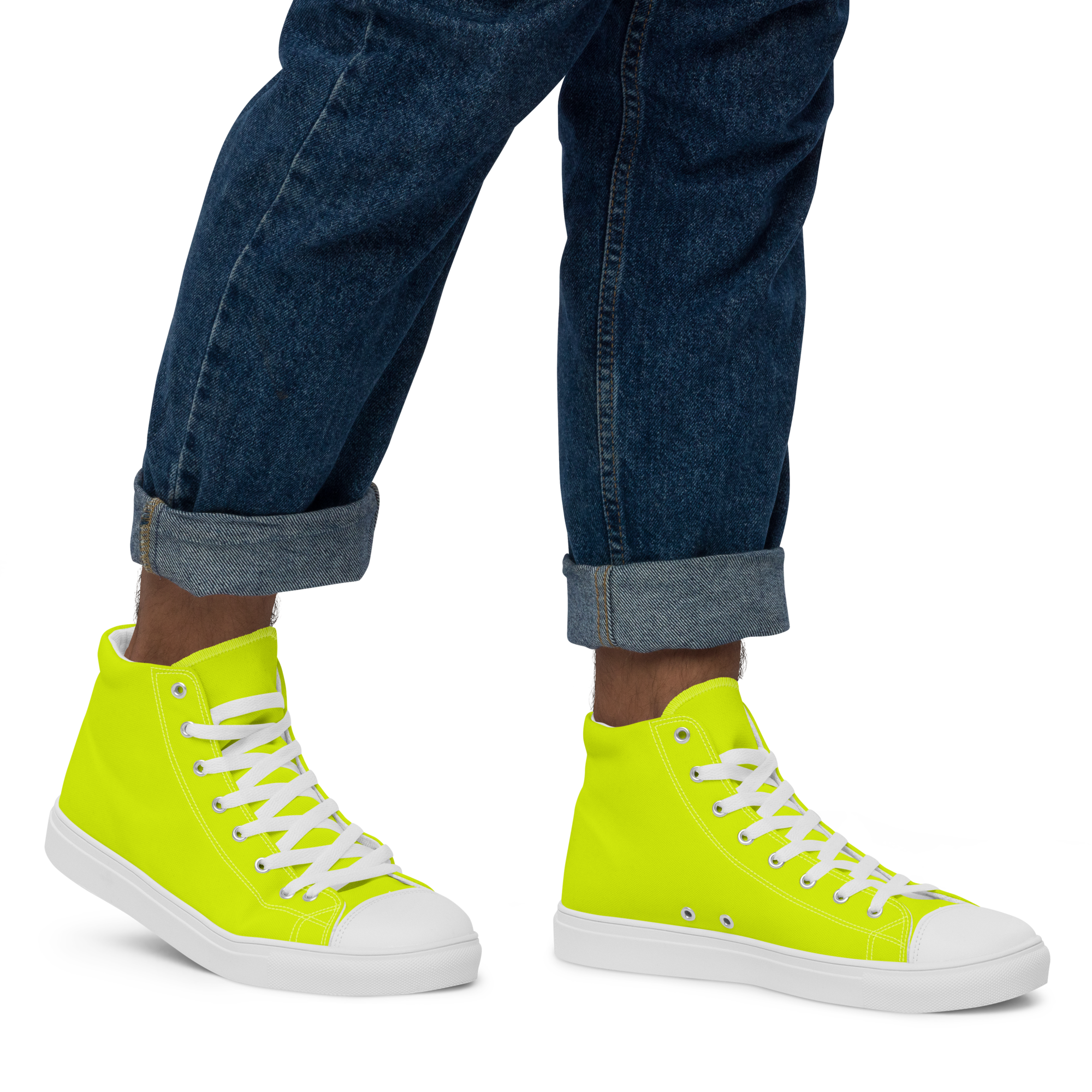 Men's High Top Canvas Shoes | Neon Lime