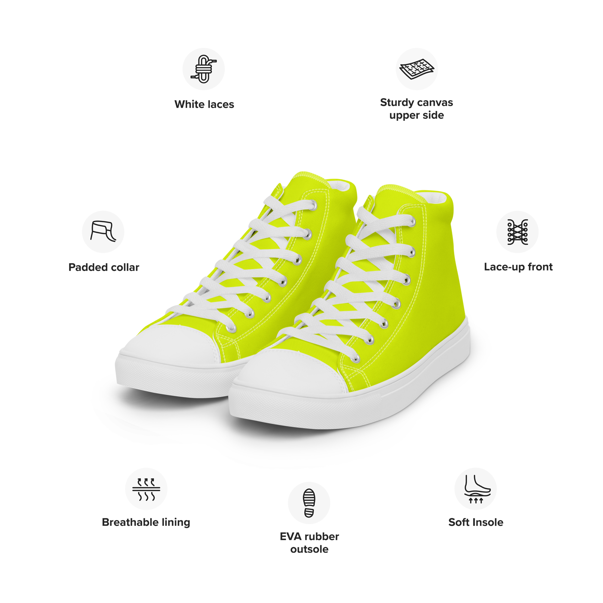 Women's High Top Canvas Shoes | Neon Lime