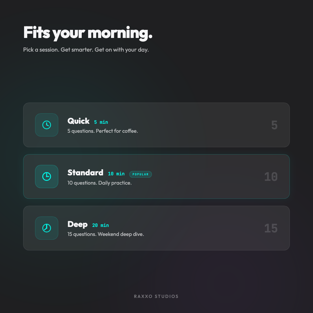 Git Dojo session types - quick 5 min, standard 10 min, deep 20 min