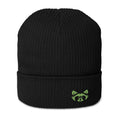 Green Logo Organic ribbed Beanie - Raccoon Collection