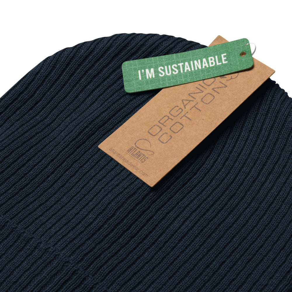 Green Logo Organic ribbed Beanie - Raccoon Collection